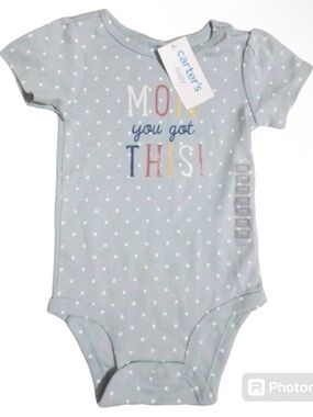 Carter’s Baby Girl Bodysuit 12M Light Blue One-Piece Soft Summer Outfit Cute